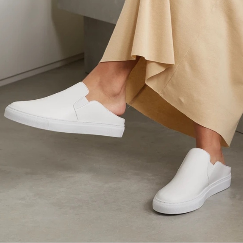Porte & Paire White Backless Slip on Sneakers (exclusive to Net a Porter)